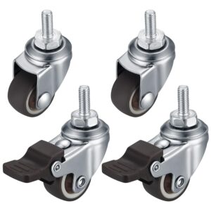 4 Ruedas con freno para muebles M6, caucho antideslizante 360°