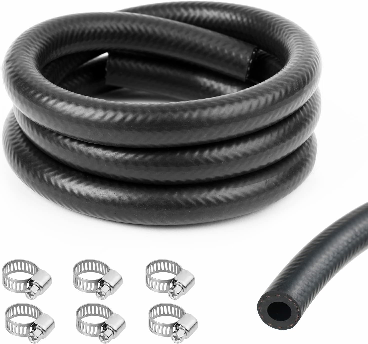 Kit manguera combustible 100 cm 8 mm + 6 abrazaderas acero inox