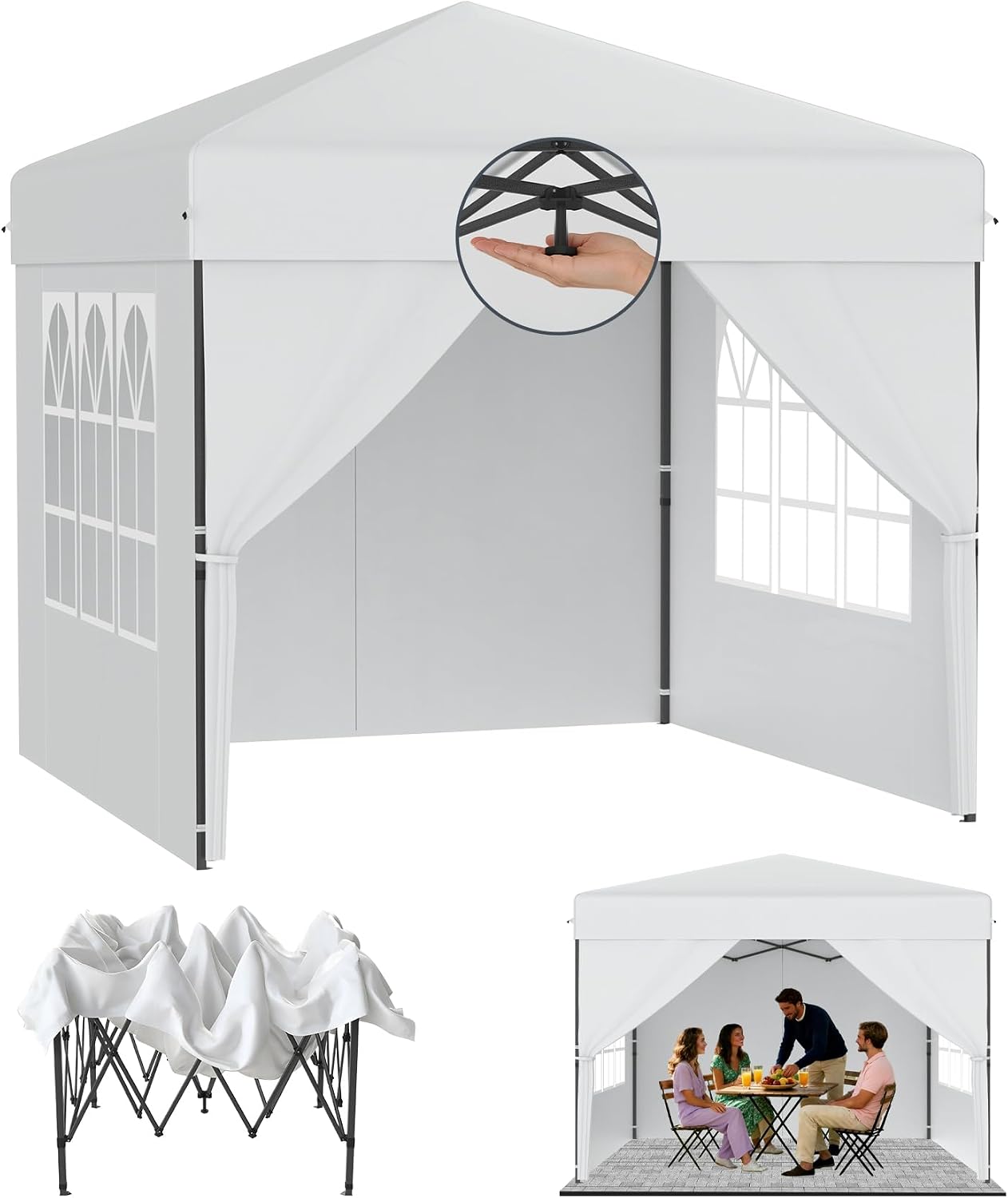 ACXIN Pérgola Pop Up 2.5x2.5m Blanco - Impermeable UV50+