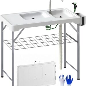 Outsunny Mesa limpieza pescado camping plegable