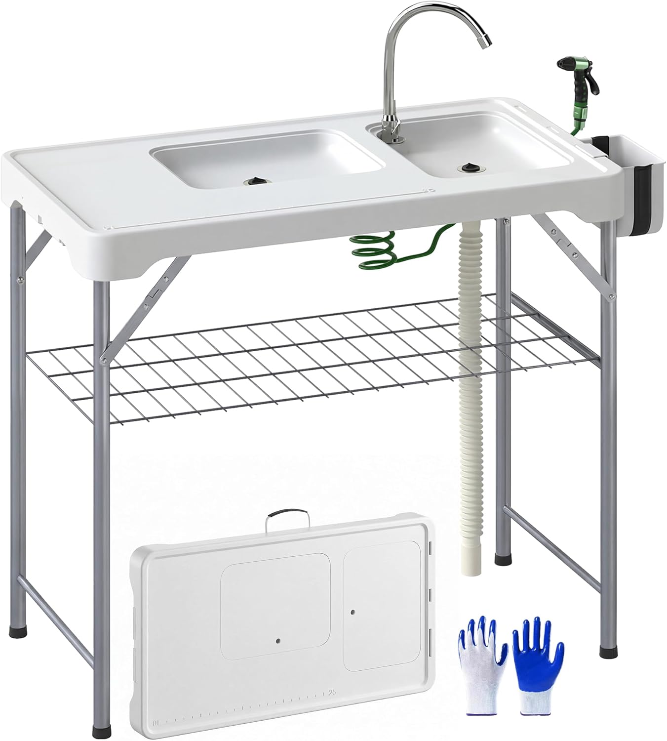 Outsunny Mesa limpieza pescado camping plegable