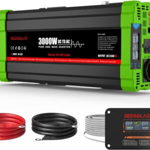 Inversor 3000W REDSOLAR Onda Pura 12V-230V con LCD y USB