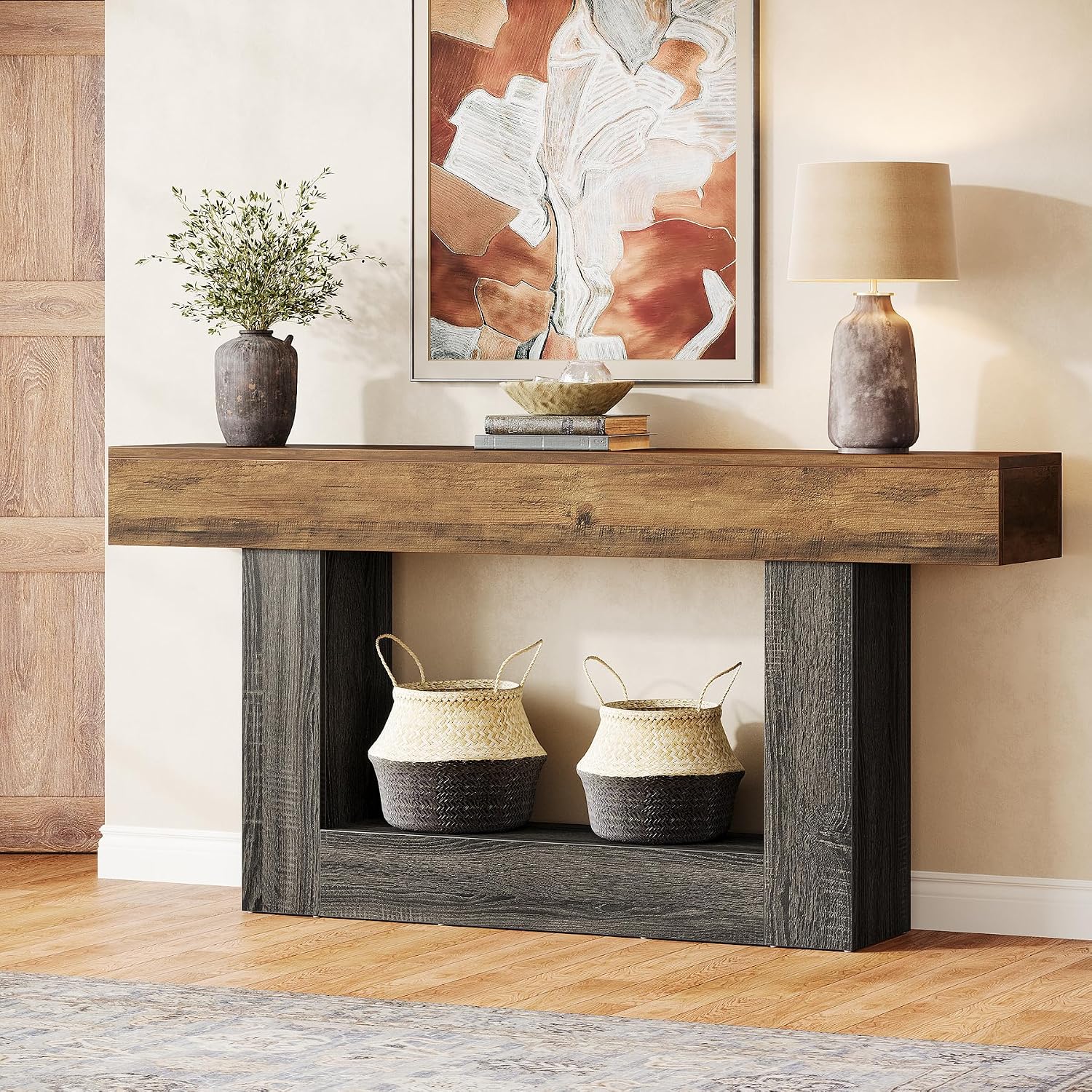 Mesa consola rústica Tribesigns 160 cm | 2 estantes