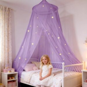 Dosel infantil con estrellas luminosas (morado) - WFKKMEQ