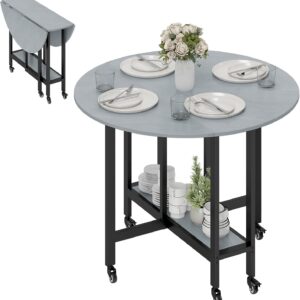 Mesa plegable HOMCOM 2-4 personas con ruedas, gris cemento