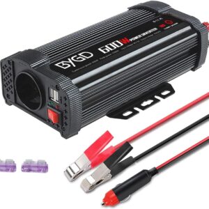 BYGD Inversor coche 600W/1200W con USB y toma española