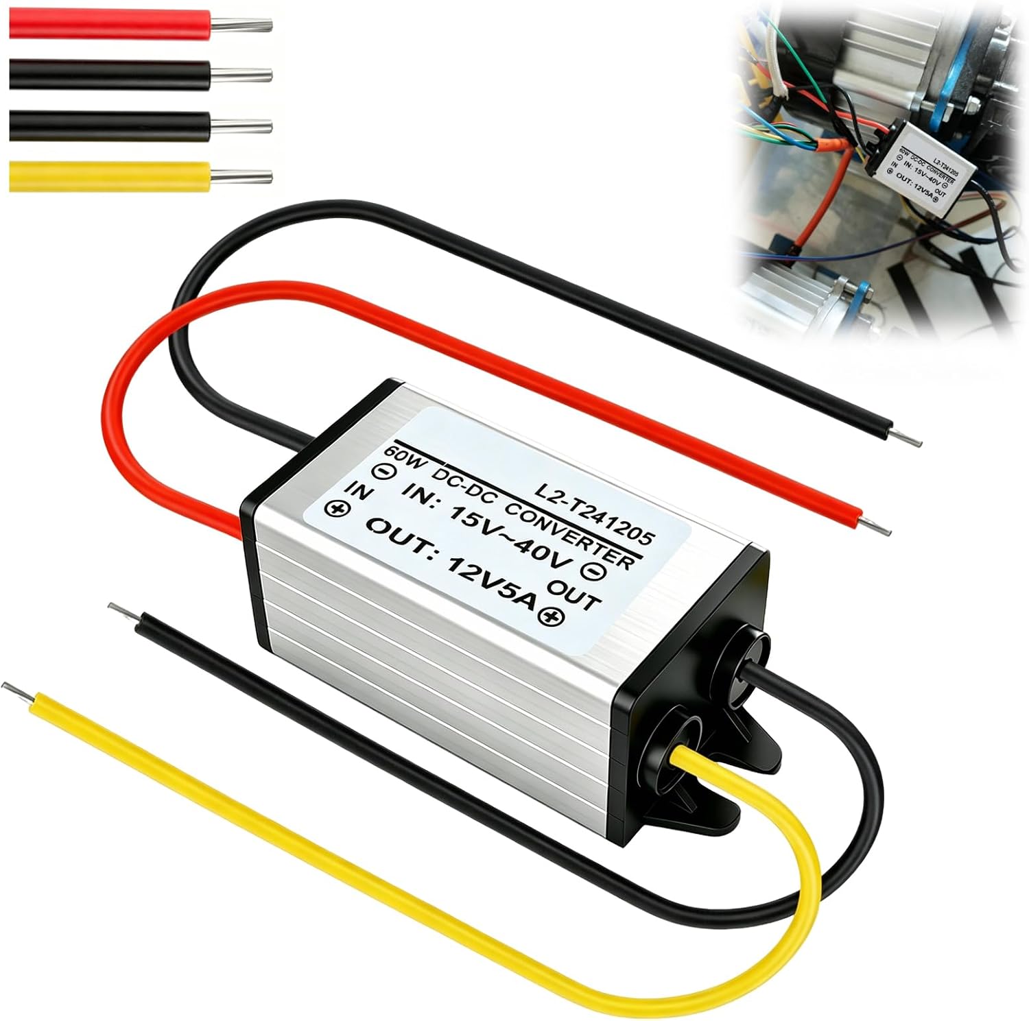 Convertidor DC 24V a 12V 5A 60W Maptrees - Impermeable IP68