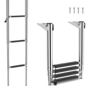 COSTWAY Escalera telescópica para barcos, 4 escalones