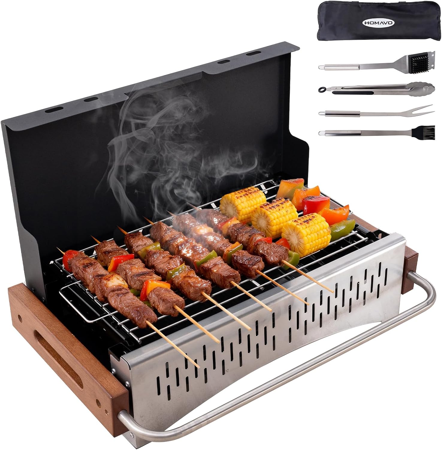 Barbacoa portátil HOMAVO con kit de utensilios