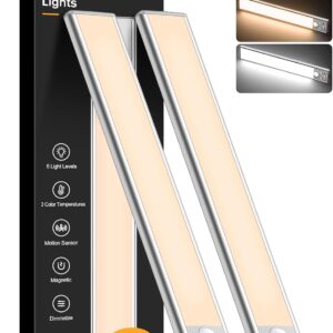 Luces Armario Gritin Recargables, 26cm, 3 Colores y 5 Brillos | Sensor y USB-C