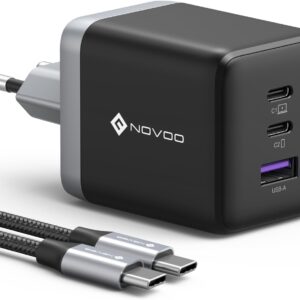 NOVOO Cargador USB C 100W con cable PD 3 puertos GaN III