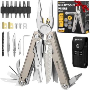 BIBURY Multiherramienta Titanio EDC con Navaja Damasco - BI2049TI