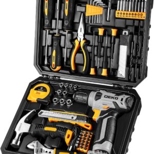 DEKO Caja Herramientas 126 pzas. Taladro 8V con batería