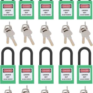 Set 10 candados seguridad 38mm verde nylon aislante eléctrico