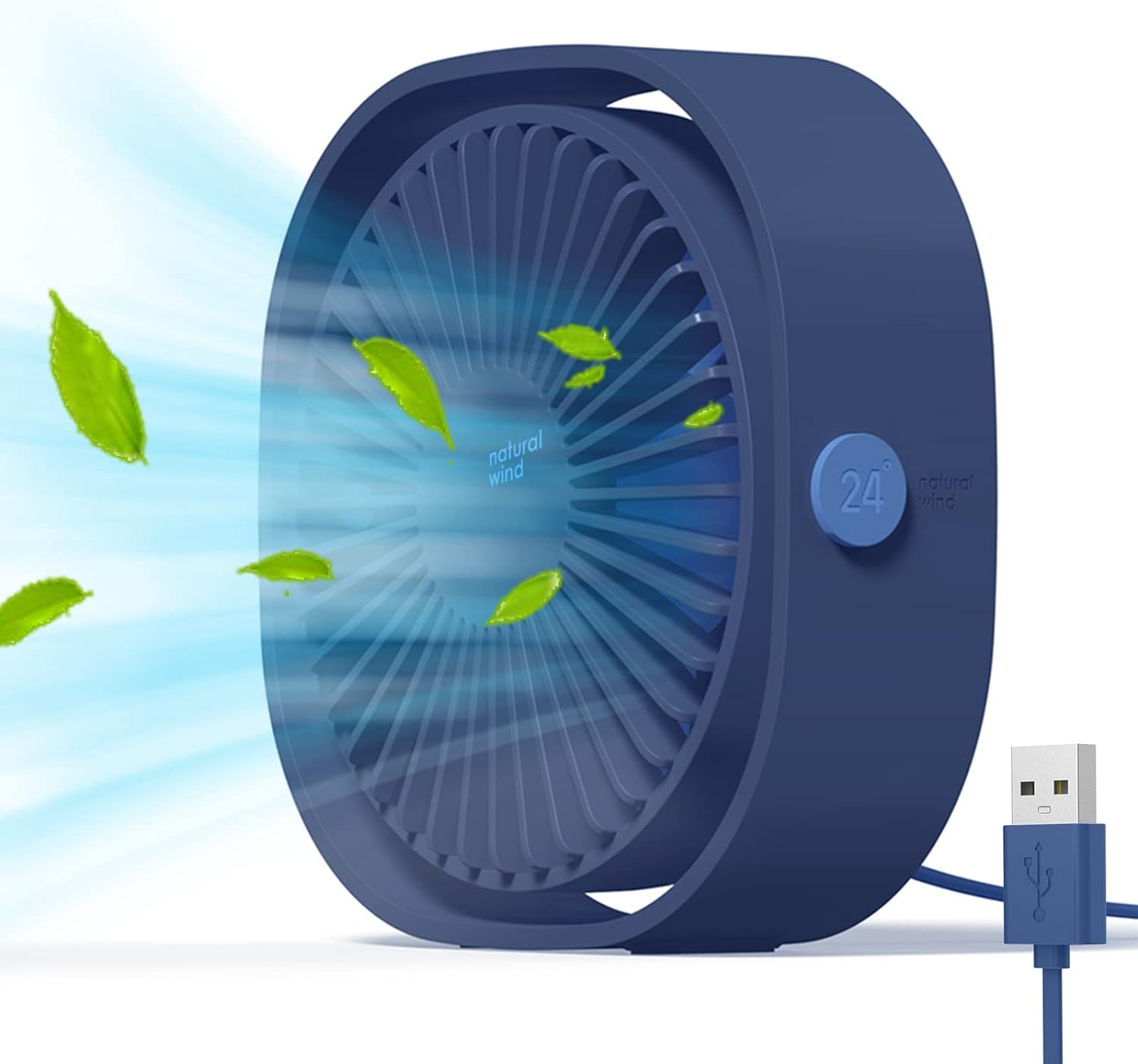 Simpeak Mini Ventilador USB Mesa, Azul - 3 Velocidades Silencioso