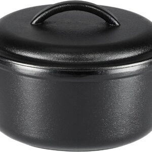 Amazon Basics - Horno holandés de hierro fundido 1,89 L, negro