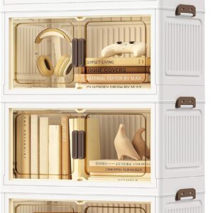 SONGMICS Organizador 4 niveles con ruedas y tapa blanca 220 L