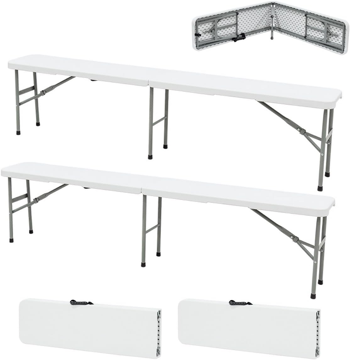 KAMBERG - Lote 2 bancos plegables 180x28x43,5 cm