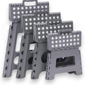 Taburete plegable resistente 150 kg con asa, multicolor