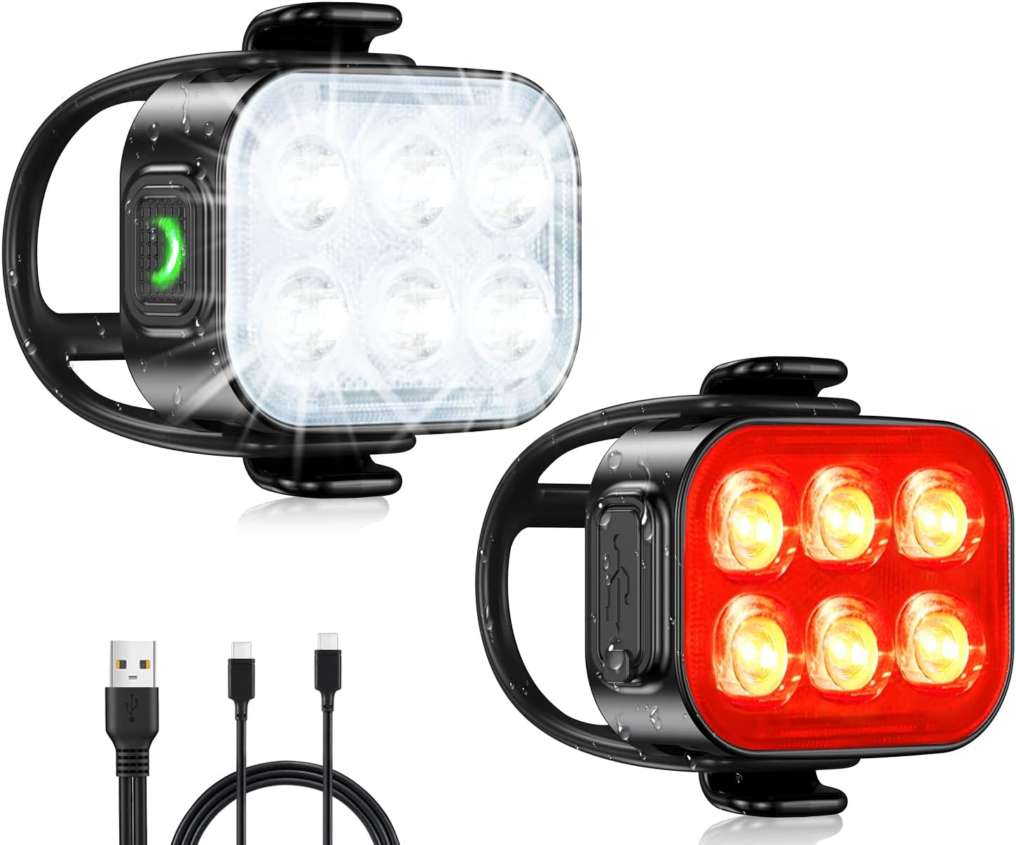 Glangeh Luz Bicicleta USB Recargable 1.5H Carga Rápida