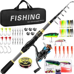 Ertisa Set pesca spinning 2,1m fibra carbono + carrete