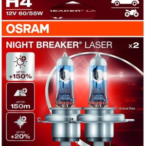 OSRAM NIGHT BREAKER LASER H4, +150% brillo, 2 unidades