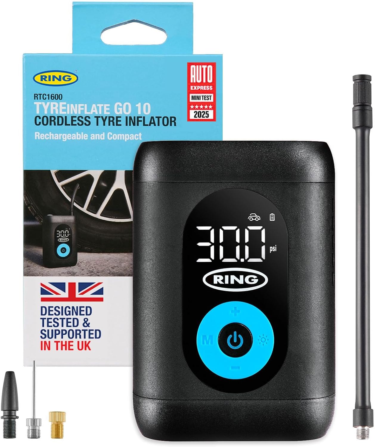 Ring TYREINFLATE GO 10: Inflador inalámbrico con pantalla digital