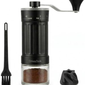 Molino manual OrkeyDolk: cerámica, ajustes 40 niveles para café de calidad