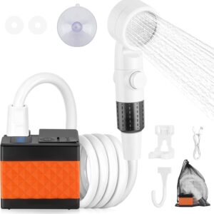 Ducha portátil 5200mAh Adiwo con manguera 2m, 5 velocidades