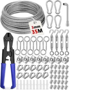 Kit 35m Cable Acero 3mm con Accesorios para Exterior