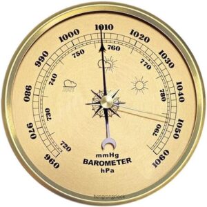 Barómetro analógico dorado 90 mm, estación meteorológica de metal