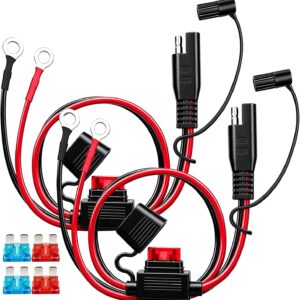 Pack 2 conectores SAE 12V con fusible 10A/15A, 60 cm