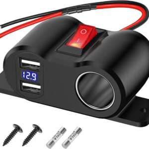 Enchufe coche 12V 120W QC3.0 + USB-A con voltímetro