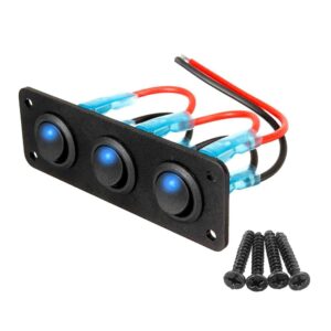Panel 3 interruptores palanca 12V/24V LED azul SPST 20A IP65 marino