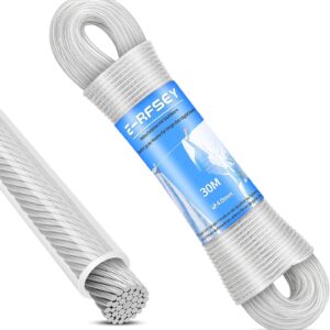 Cuerda tendedero 30 m 120 kg, acero + PVC resistente agua y corrosión